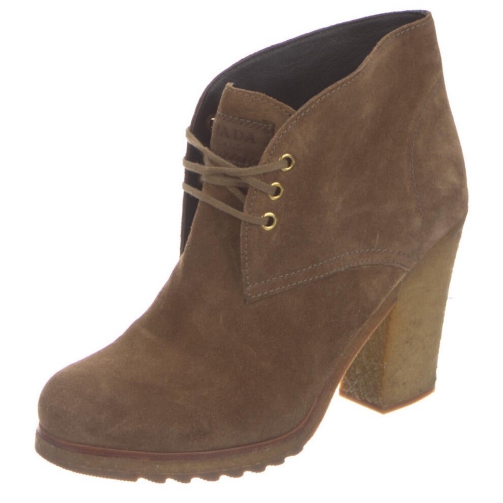 Prada suede lace up boots